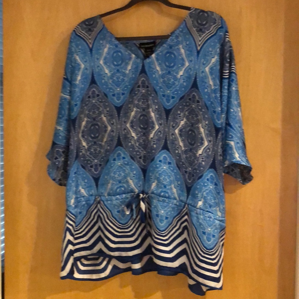 Lane Bryant Blue Shell Pattern Top
